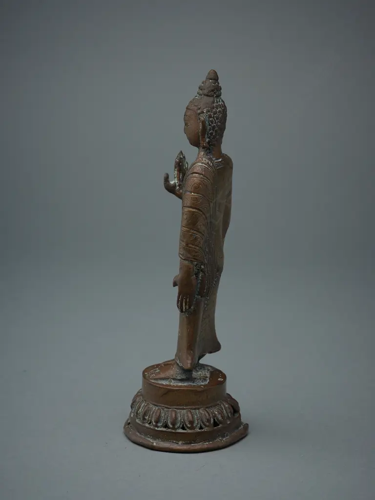 Tibetan brass standing Buddha figure, Image 1++